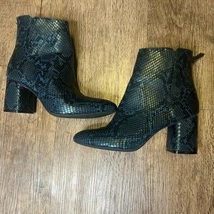 Blue Faux Snakeskin Boot